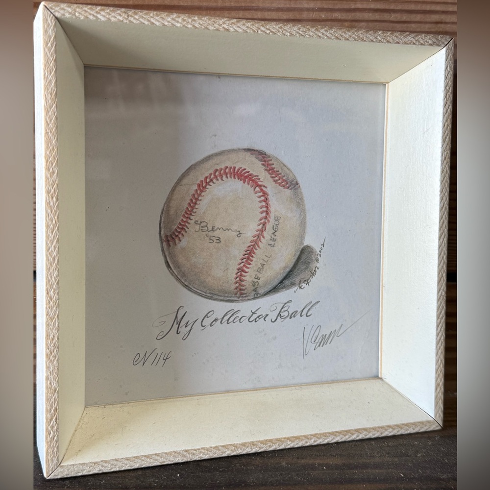 Signed picture for child’s room. Perfect for baseball theme. By petit Château.